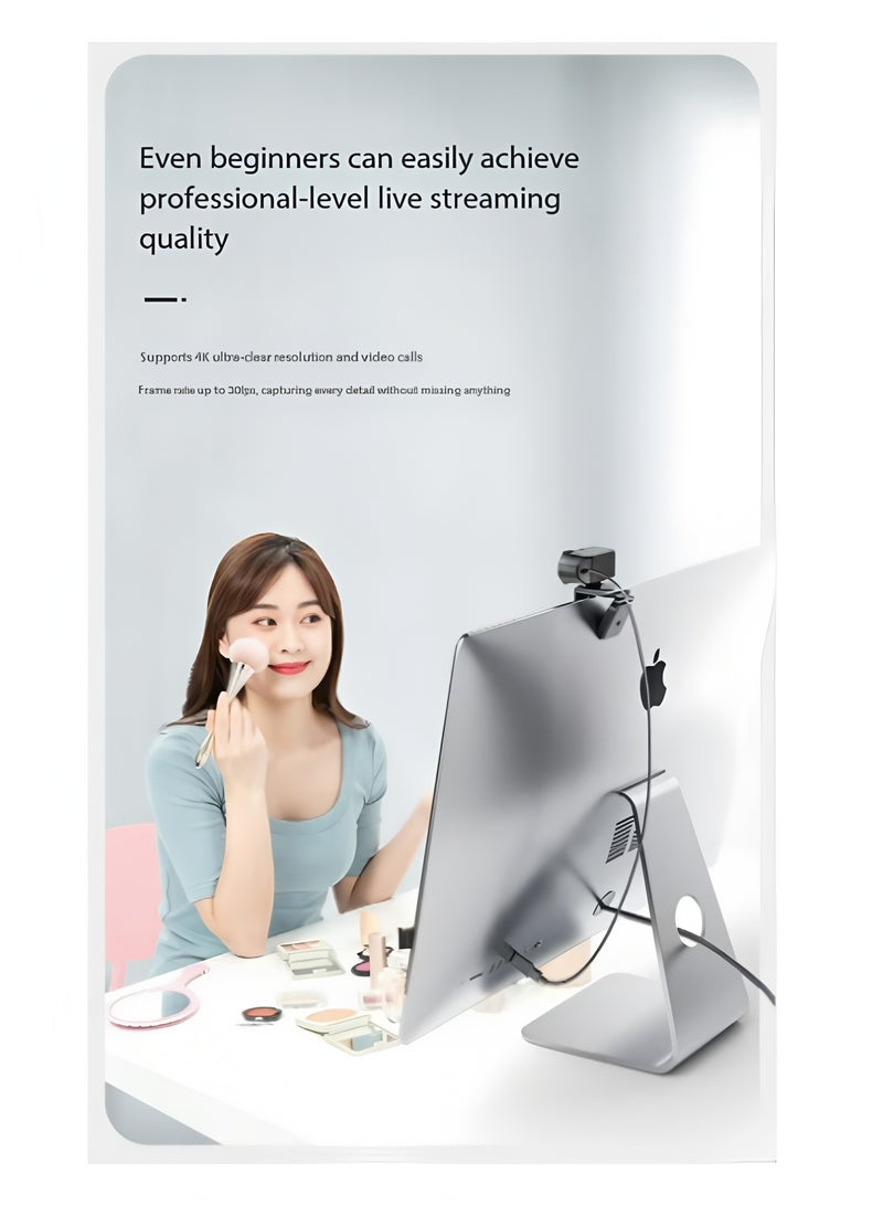 Apluynm Webcams 4K USB Web Camera With Microphone Autofocus 4K Camera PC Computer Laptop Live Streaming 1080P Webcam For Video Calling - Image 4